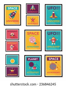 Space poster banner flat design background set, eps10