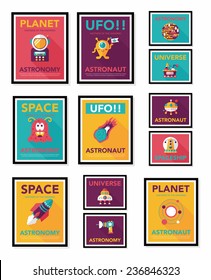 Space poster banner flat design background set, eps10