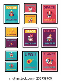 Space poster banner flat design background set, eps10