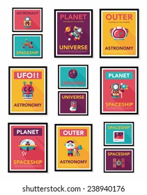 Space poster banner flat design background set, eps10