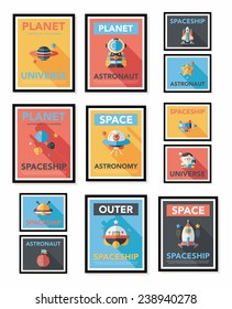 Space poster banner flat design background set, eps10