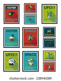 Space poster banner flat design background set, eps10