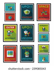 Space poster banner flat design background set, eps10
