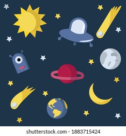 space poster bright planet stars comet