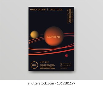 Space poster design. Poster with planet and orbit. Also, able to use for brochure, banner, flyer, and poster - Vector