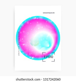 Space poster. Futuristic, Neon science template with planet, sun, deep fluid light. Holographic gradients. 3d magic dreamer unicorn sparkles. Space poster with galaxy universe shapes and stars.