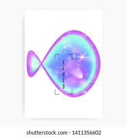 Space poster. Planetary, Modern science banner with planet, sun, deep fluid light. Holographic gradients. 3d magic dreamer unicorn sparkles. Space poster with galaxy universe shapes and stars.