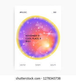 Space poster. Solar, Modern science cover with planet, sun, deep fluid light. 3d magic dreamer unicorn sparkles. Holographic gradients. Space poster with galaxy universe shapes and stars.
