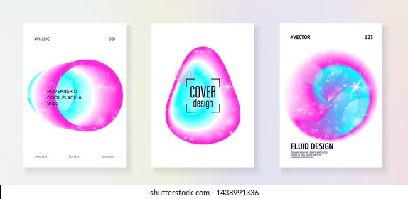 Space poster. Stellar science cover set with planets, sun, deep fluid light. 3d magic dreamer unicorn sparkles. Holographic gradients. Space poster with galaxy universe shapes and stars.