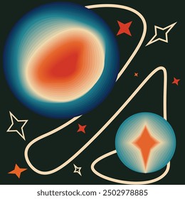 Space poster . Vintage style art. Vector illustration