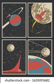 Space Posters, Aerospace Propaganda Retro Style