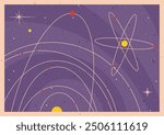 Space Posters Vector Template. Mid Century Modern Space Age Posters Style Background, 1950s - 1960s Colors and Shapes 