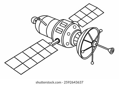 A space probe Coloring Page for Kids, Bold Line Art
