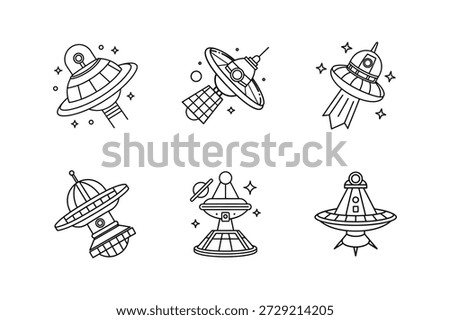 space probe icon line art vector illustration