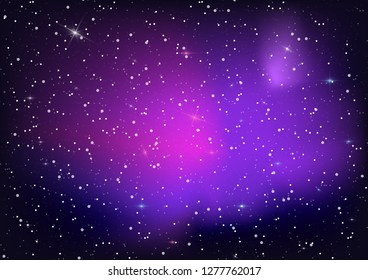 Space purple nebula. A starry night sky. Vector background of space.