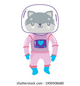 space raccoon astronaut adventure cartoon animal vector illustration