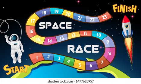 Ilustración del fondo del juego de la placa de carreras espaciales