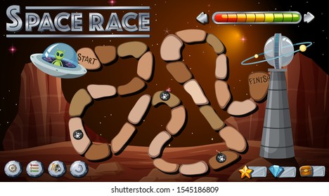 Space Race board game background illustration