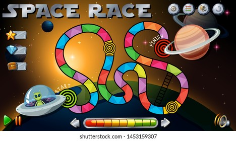 Space race board game illustration