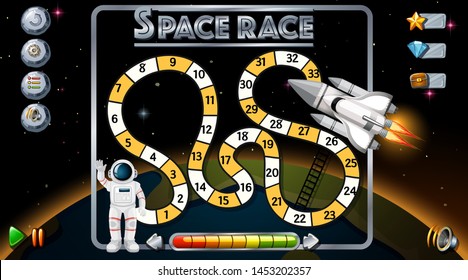 Space race board game illustration