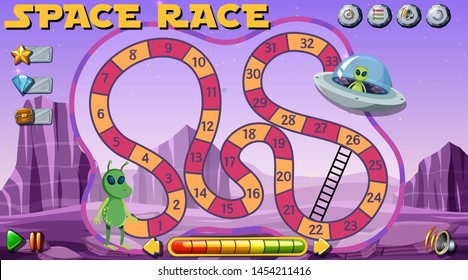 Space race board game illustration