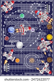 Space Race. A board game. Vector illustration.
