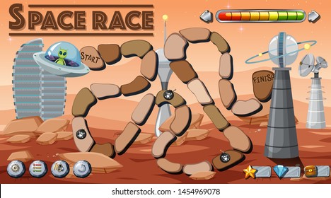 Space race game board background illustration