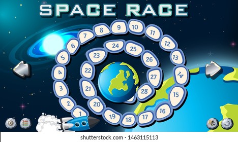 Space race game board illustration