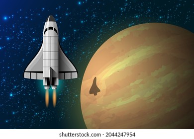 The space race and space tourism are growing. In the future, space travel will be normal. Vector illustration in 3D style