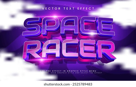 Space racer editable vector text effect with science technology concept