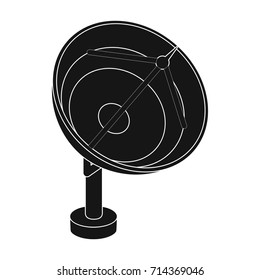 Space radar. Space technology single icon in black style vector symbol stock illustration web.