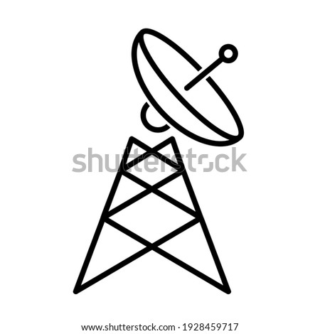 Space radio antenna flat icon. Pictogram for web. Line stroke. Reciever isolated on white background. Vector eps10