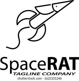 Space Rat Mouse Rocket Company Logo Illustration Vector