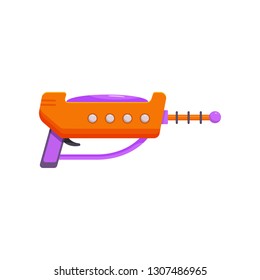 Space Ray Gun, Orange Laser Blaster Toy Weapon Vector Illustration