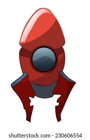 Space Red Rocket with a Porthole, Vector Illustration on a White Background, outlines available on a separated Layer. 