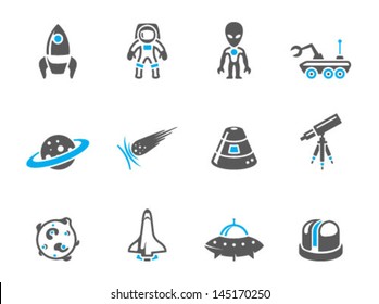 Space related icons in duo tone colors