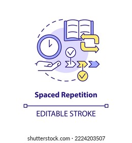 Space repetition concept icon. Learn new things trick. Store information in memories abstract idea thin line illustration. Isolated outline drawing. Editable stroke. Arial, Myriad Pro-Bold fonts used