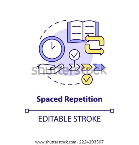 Space repetition concept icon. Learn new things trick. Store information in memories abstract idea thin line illustration. Isolated outline drawing. Editable stroke. Arial, Myriad Pro-Bold fonts used