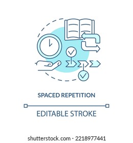 Space repetition concept turquoise icon. Store information in memories abstract idea thin line illustration. Isolated outline drawing. Editable stroke. Arial, Myriad Pro-Bold fonts used