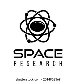 space research logo with astronaut helmet and atom symbol