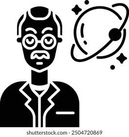 Space research solid glyph vector illustration