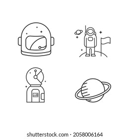 Symbole für Weltraumforschungstechnologie. Rahmenset der Weltraumforschungstechnologie, Vektorsymbole