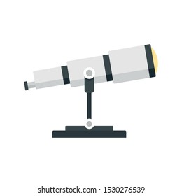 Space research telescope icon. Flat illustration of space research telescope vector icon for web design