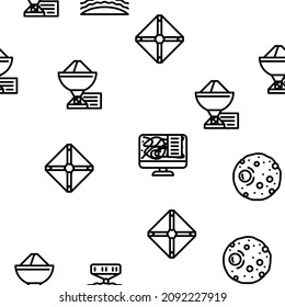 Space Researchment Equipment Vector Seamless Pattern Thin Line Illustration