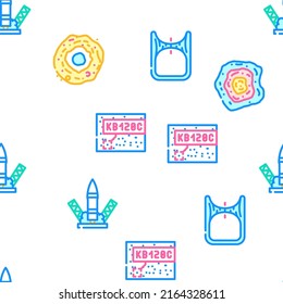 Space Researchment Equipment Vector Seamless Pattern Color Line Illustration