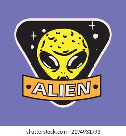 space retro alien stamp design