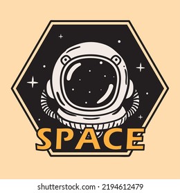space retro label, vector style