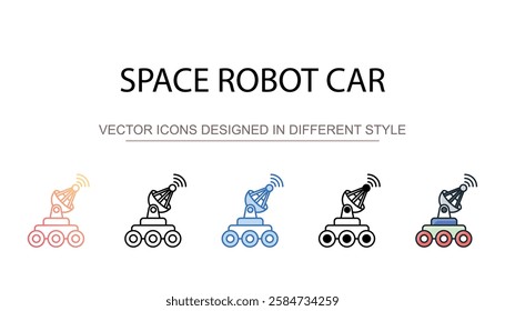 Space Robot Car icon design with white background stock illustration