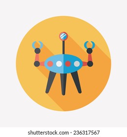 Space robot flat icon with long shadow,eps10