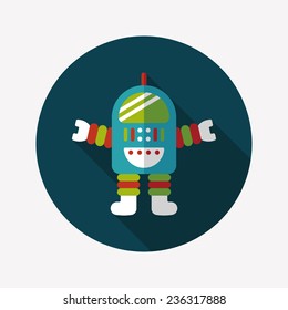 Space robot flat icon with long shadow,eps10